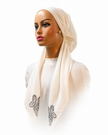 Ahead White Carved Corners Versatile Style Long Tails Open Back Tie Yourself Adjustable Bandanna