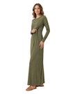 Ellwi Khaki Lasercut Teardrop Detail Cotton Nursing Nightgown