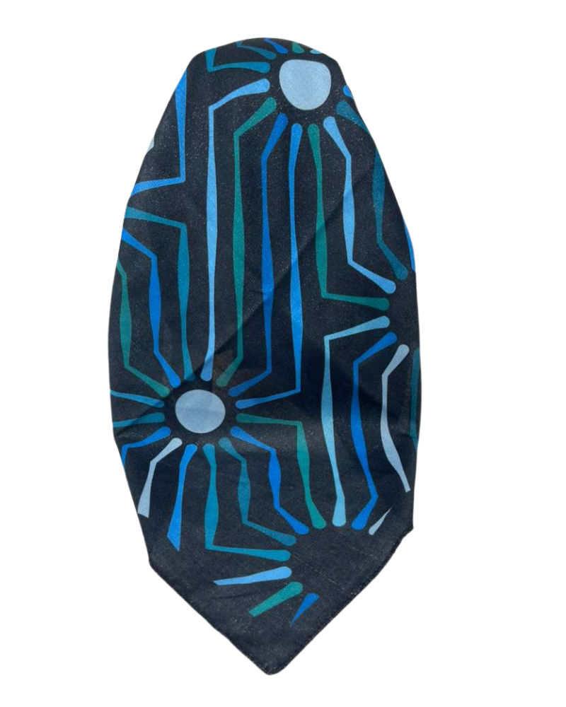 It's Younique Blue/Green Spider Flower Pre-Tied Open Back Bandanna with Velvet Grip