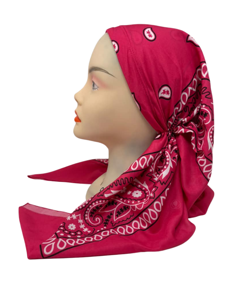 It's Younique Hot Pink Paisley Bandanna Print Pre-Tied Open Back Bandanna with Velvet Grip