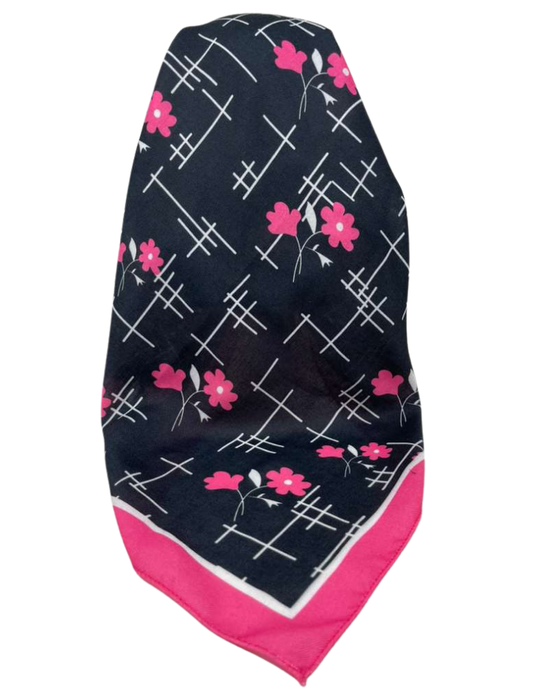 It's Younique Pink/White Flowers Pre-Tied Open Back Bandanna with Velvet Grip
