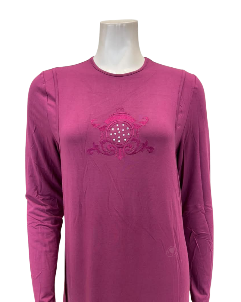 Angelice Plum Royal Embroidery Modal Coverall Nursing Nightgown