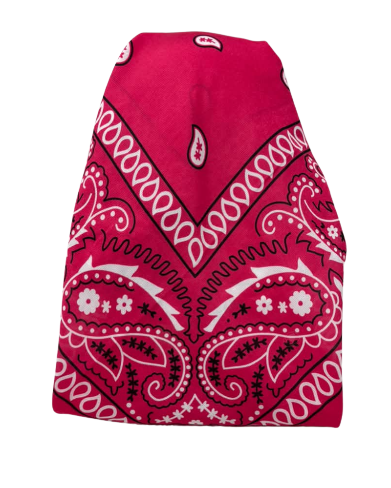 It's Younique Hot Pink Paisley Bandanna Print Pre-Tied Open Back Bandanna with Velvet Grip