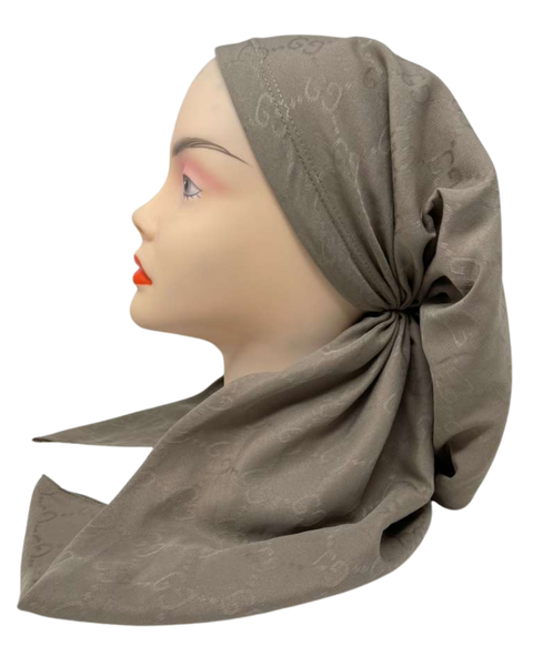It's Younique OB-GU-TAU Taupe Designer Inspired  Pre-Tied Open Back Bandanna with Velvet Grip