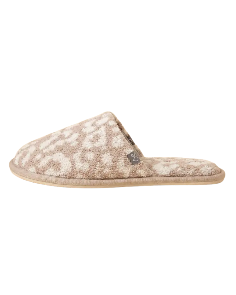 Softies Wild Almond Leopard Print Plush Slippers