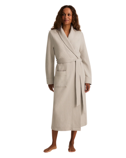Petite Plume Taupe Jacquard Ophelia Pima Cotton Blend Robe