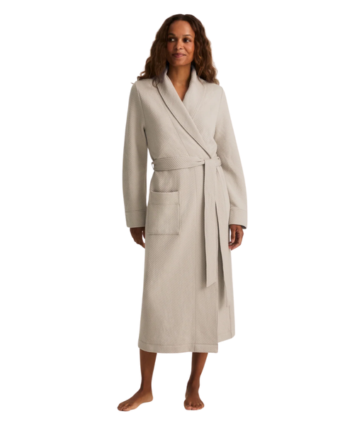 Petite Plume Taupe Jacquard Ophelia Pima Cotton Blend Robe