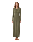 Ellwi Khaki Lasercut Teardrop Detail Cotton Nursing Nightgown