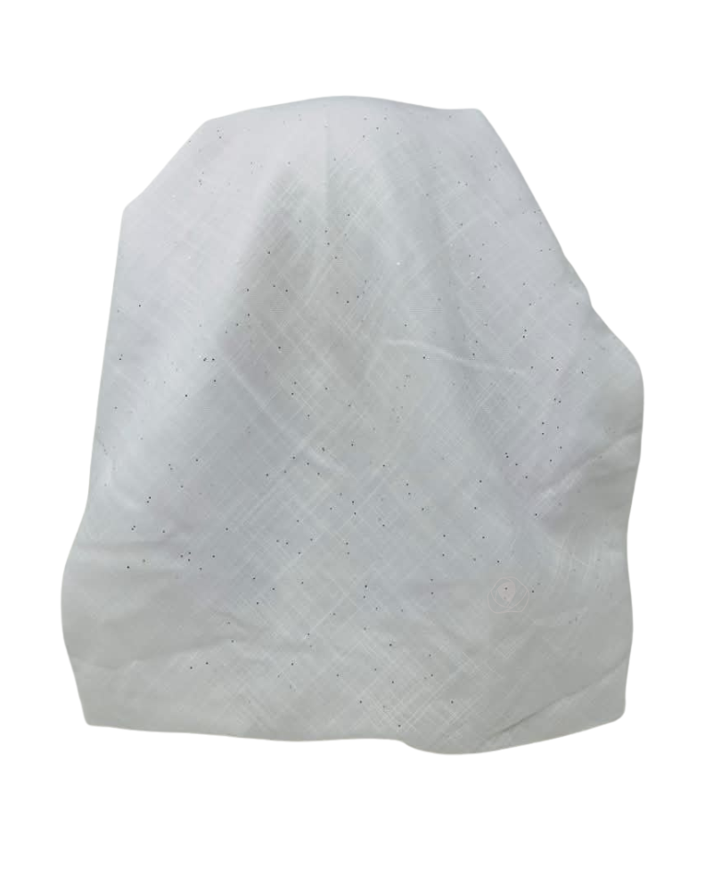 Cherie White/Silver Lined  Adjustable Pre-Tied Open Back Bandanna