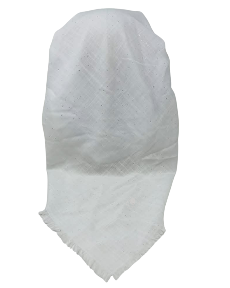 Cherie White/Silver Lined  Adjustable Pre-Tied Open Back Bandanna