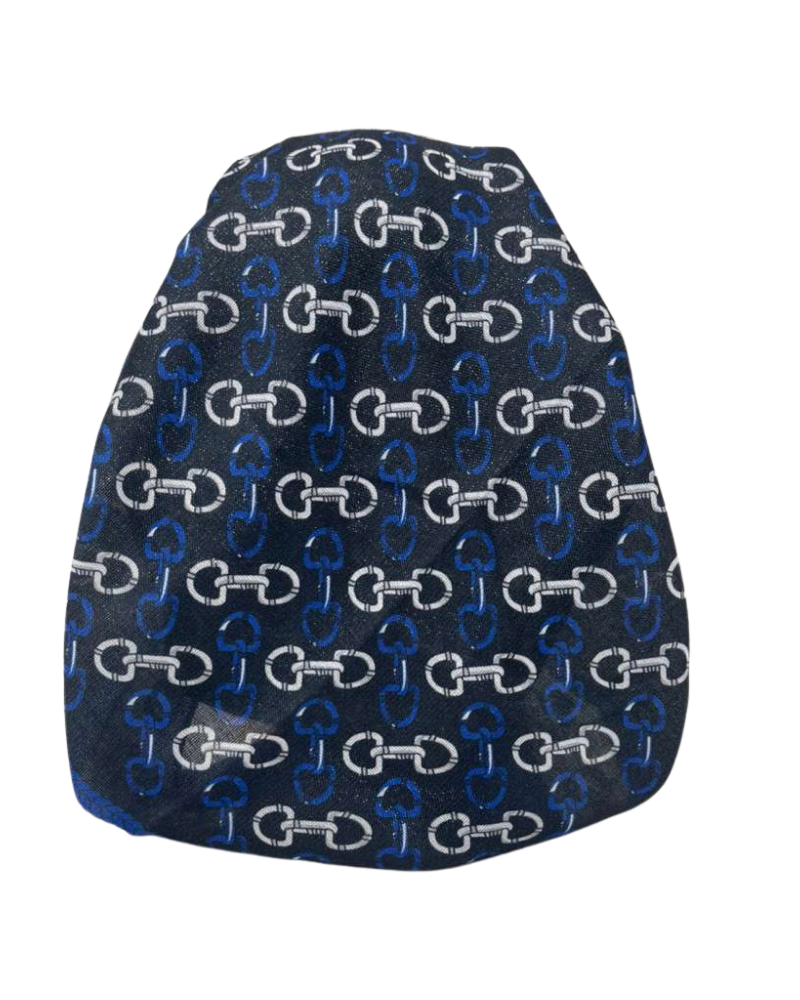 It's Younique Black/Blue Links Shimmer Pre-Tied Open Back Bandanna with Velvet Grip