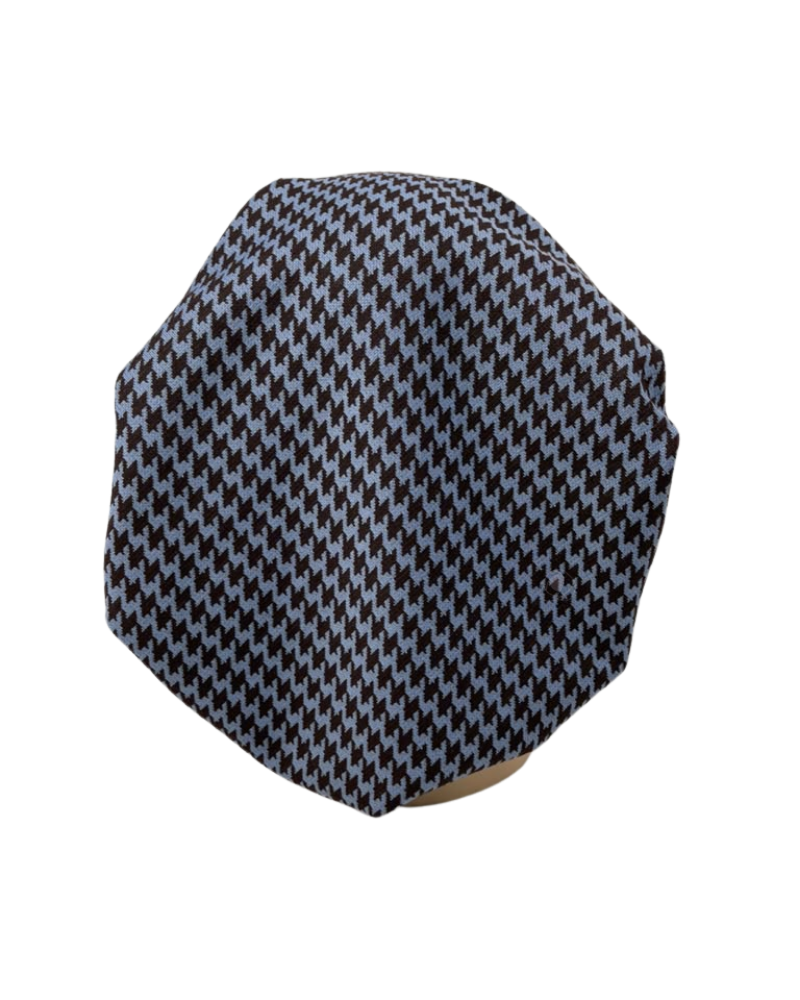Triple Up Blue/Brown Houndstooth Print Unlined Pre-Tied Bandanna