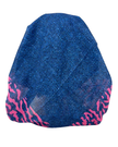 It's Younique Blue Denim Pink Zebra Border Pre-Tied Open Back Bandanna with Velvet Grip