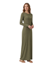 Ellwi Khaki Lasercut Teardrop Detail Cotton Nursing Nightgown