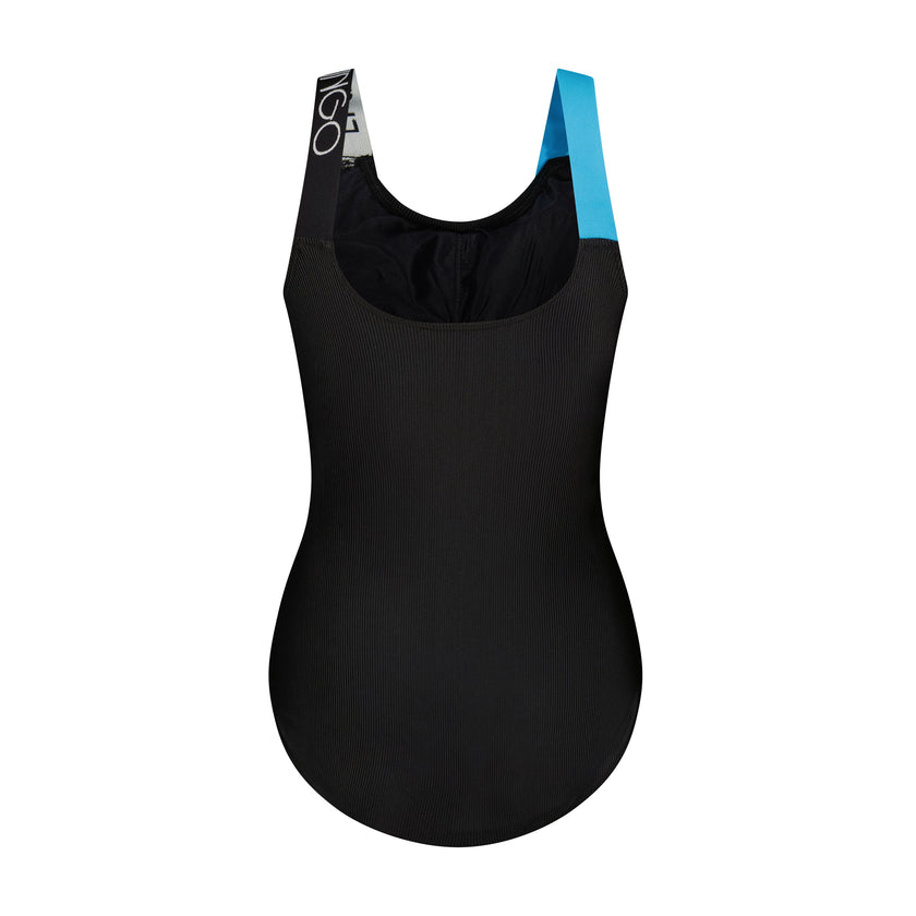 25FL071 Aqua Strap Ribbed Logo Swimsuit