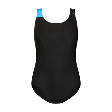 Flamingo Aqua Strap Ribbed Logo Swimsuit