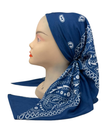 It's Younique Stone Blue Paisley Bandanna Print Pre-Tied Open Back Bandanna with Velvet Grip