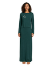 Ellwi Hunter Green Raw Edge Embroidered Cotton Nursing Nightgown