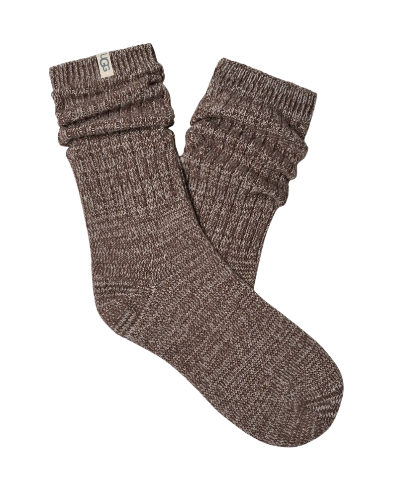 UGG 1119874 Burnt Cedar/ Moonlight/ Coffee Grounds Rib Knit Slouchy Crew Socks 3 Pk Set