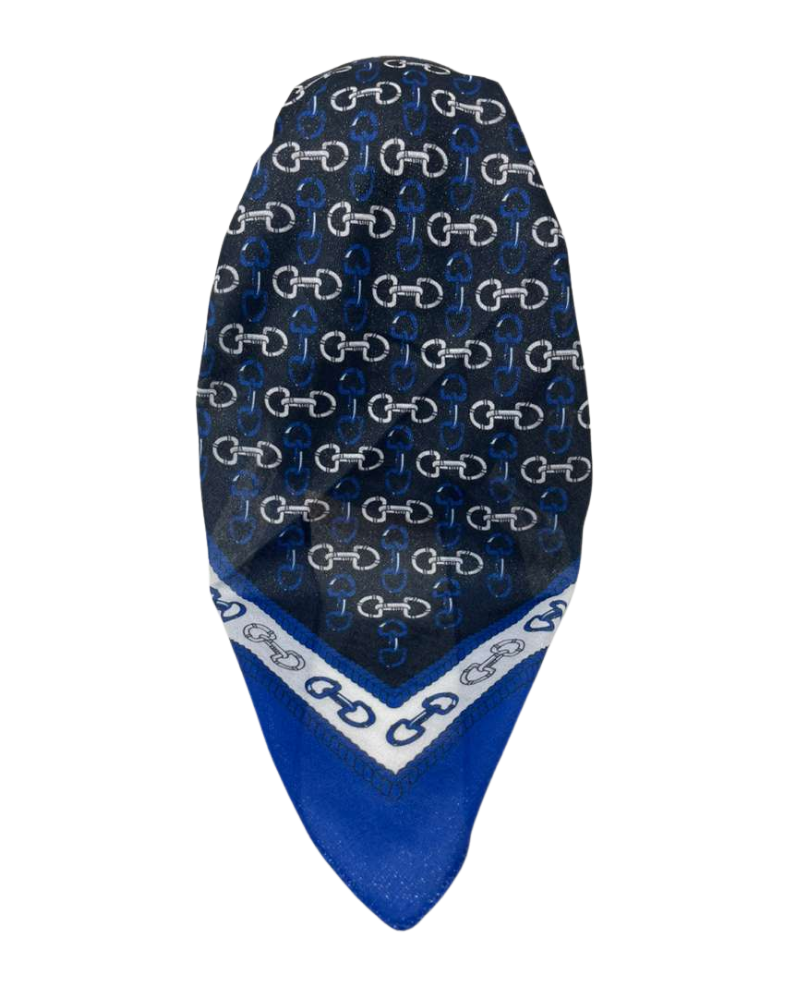 It's Younique Black/Blue Links Shimmer Pre-Tied Open Back Bandanna with Velvet Grip