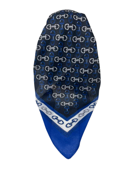 It's Younique OB-SHIM-LINKS-BLK Black/Blue Links Shimmer Pre-Tied Open Back Bandanna with Velvet Grip
