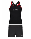 Flamingo Black/Red Trim Guard 2 Piece Teen's Bathing Suit Tank with Shorts at Myselflingerie.com