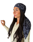 Scarf Bar Navy Motif Square Scarf with Invisible Grip