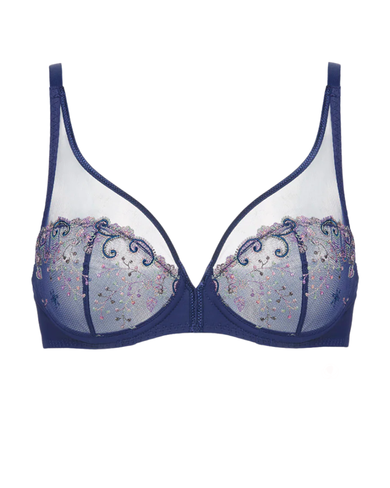 Simone Perele 12X319 Bleu Rainbow Delice Sheer Plunge Underwire Bra Myselflingerie.com