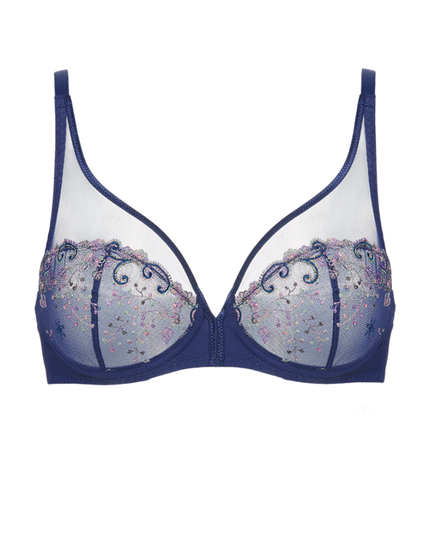 Simone Perele 12X319 Bleu Rainbow Delice Sheer Plunge Underwire Bra Myselflingerie.com