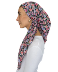Ditsy Noir Open Back Adjustable Pre-Tied Bandanna with Velvet Grip