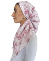 Rosewood Petals Open Back Adjustable Pre-Tied Bandanna with Velvet Grip