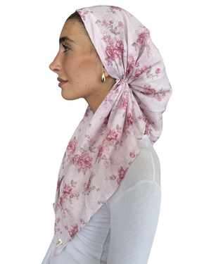 Rosewood Petals Open Back Adjustable Pre-Tied Bandanna with Velvet Grip