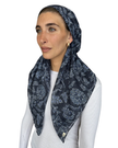 Scarf Bar Navy Motif Classic Pre-Tied Bandanna with Velvet Grip