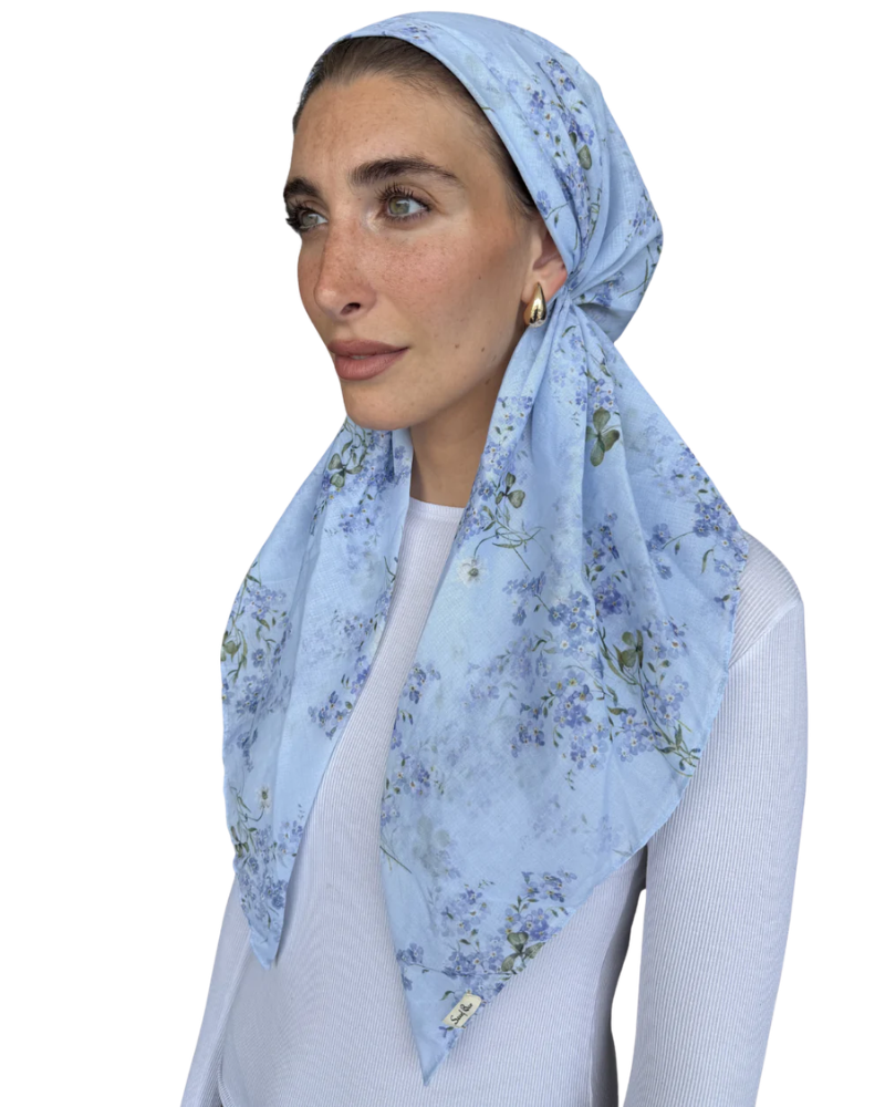 Scarf Bar Bluebell Mist Classic Pre-Tied Bandanna with Velvet Grip Myselflingerie.com