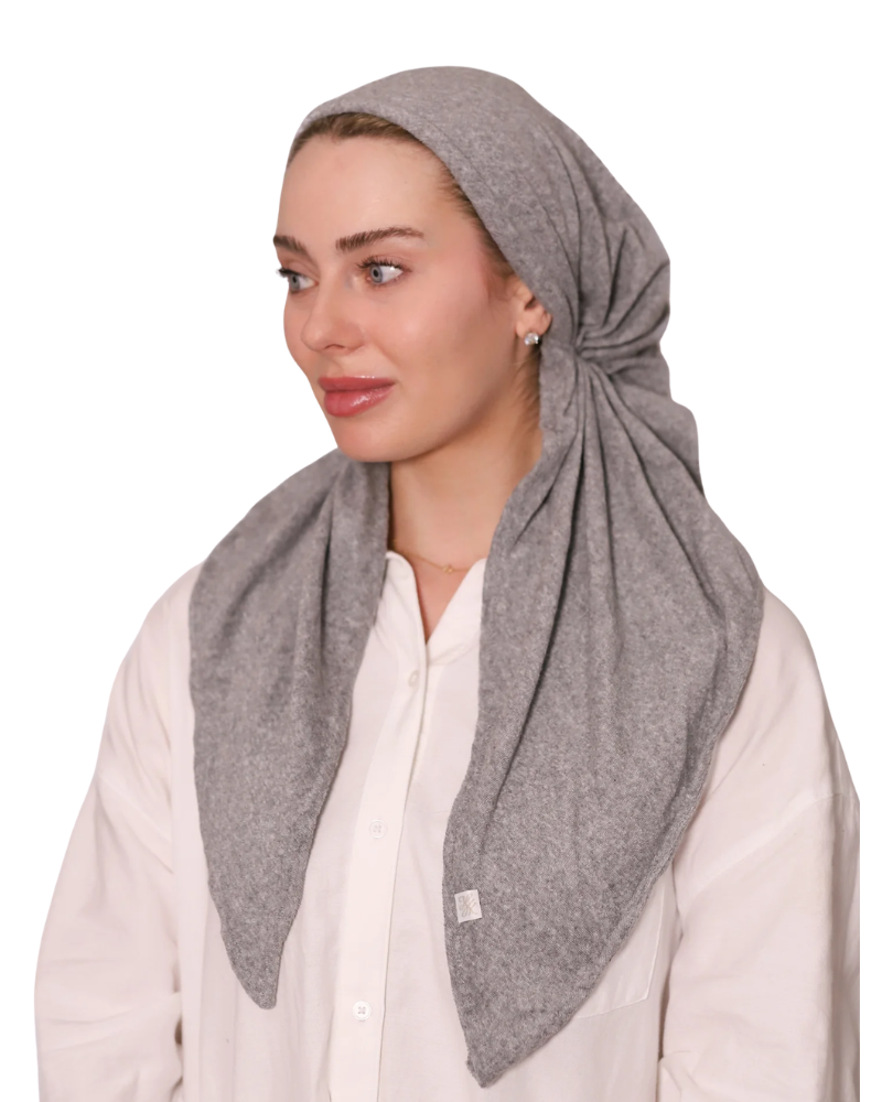 Heather Grey Terry Adjustable Pre-Tied Bandanna
