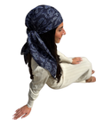 Scarf Bar Navy Motif Square Scarf with Invisible Grip