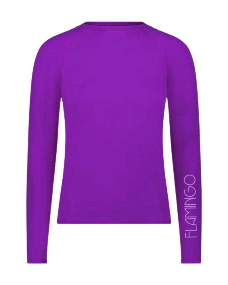 26FL804 Purple Mesh Crew Neck Long Sleeve Rash Guard