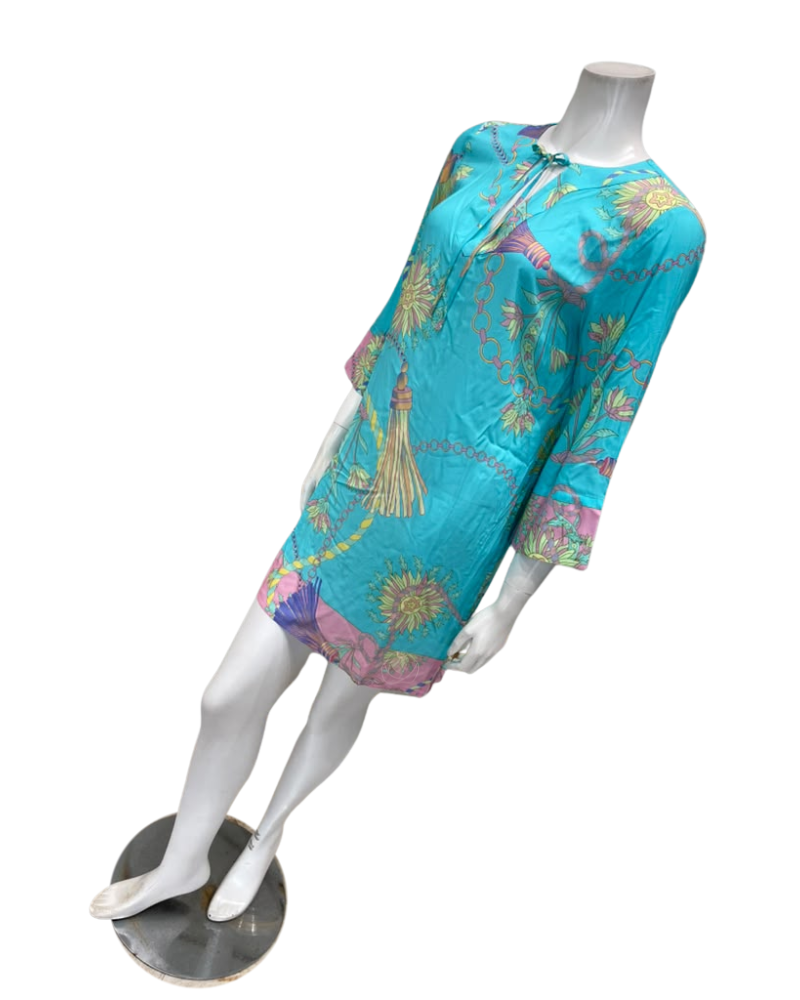 Furstenberg 608-31555 Teal Chains Print Swim Cover Up Myselflingerie.com