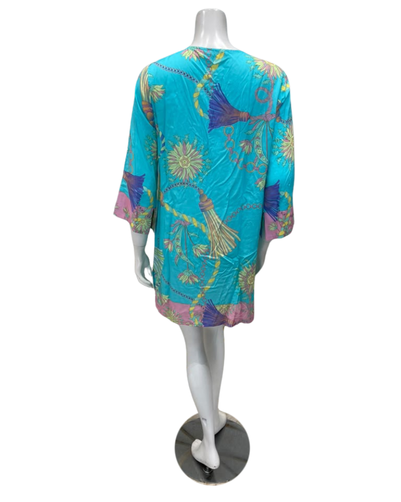 Furstenberg 608-31555 Teal Chains Print Swim Cover Up Myselflingerie.com