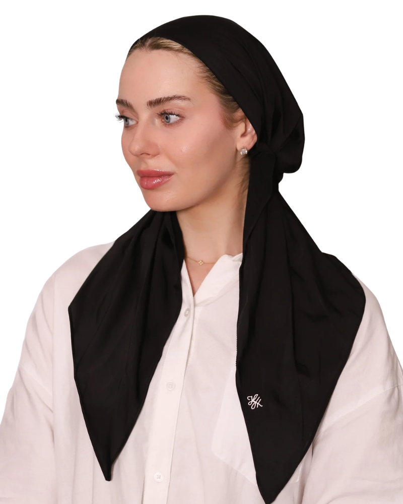 Black Adjustable Pre-Tied Swim Bandanna