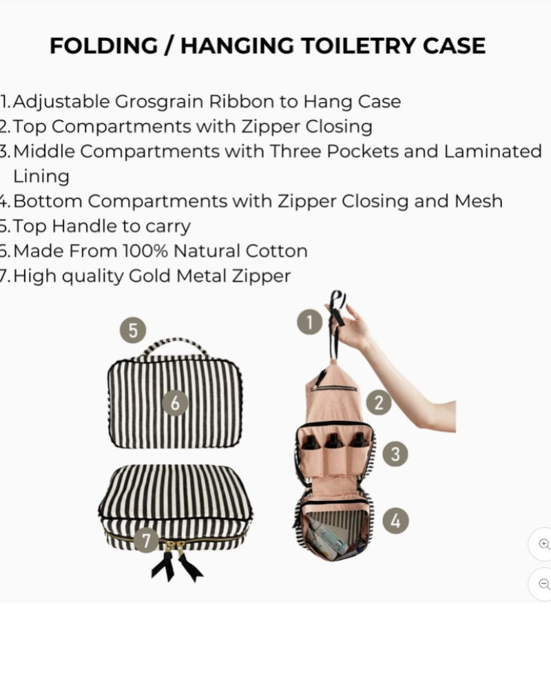 Bag All MTFHCS Striped My Toiletry Folding/Hanging Toiletry Case Myselflingerie.com