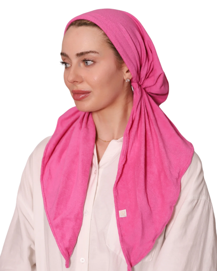 Raspberry Rose Terry Adjustable Pre-Tied Bandanna