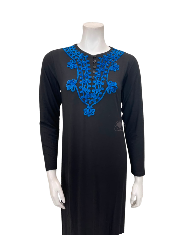 The Star Story Royal Blue Scroll Black Modal Button Down Nightgown
