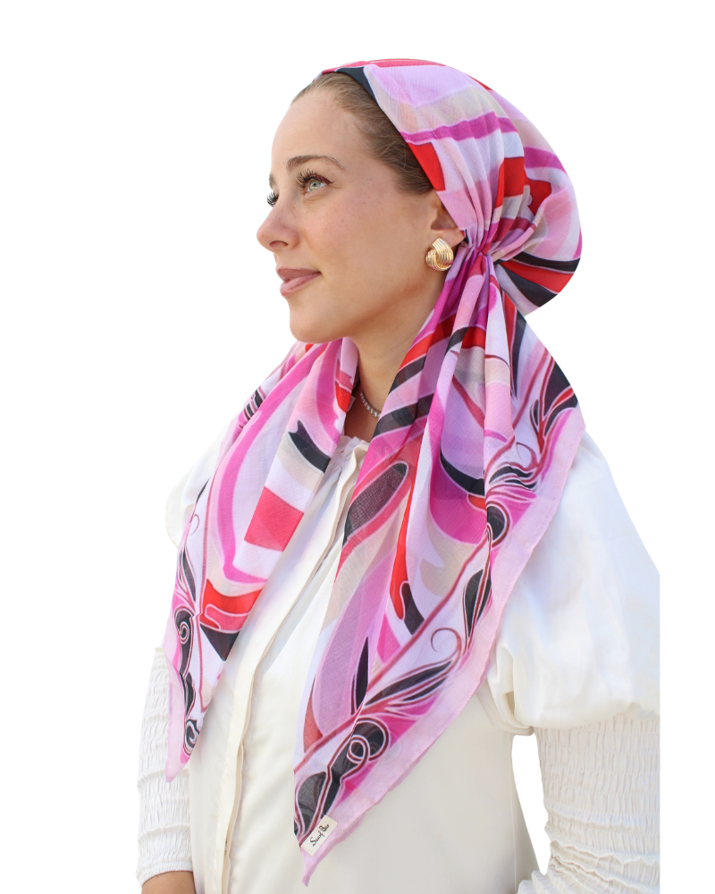 Scarf Bar Inspired Flame Ribbon Classic Pre-Tied Bandanna with Velvet Grip