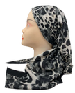 It's Younique Black/Grey Leopard Spots Pre-Tied Open Back Bandanna with Velvet Grip