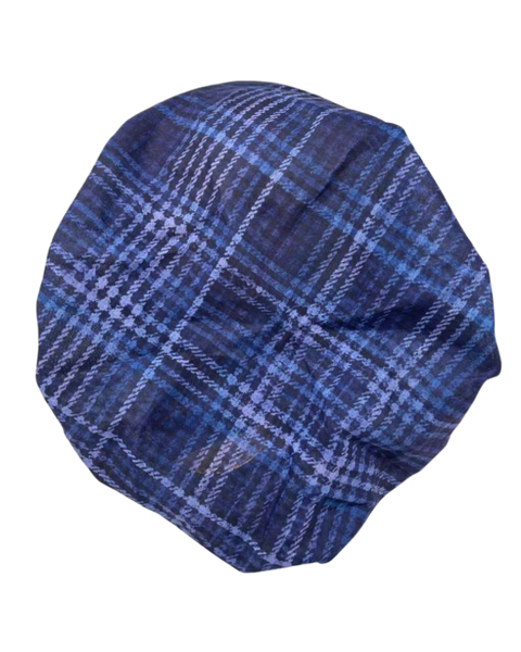 Cherie HB-172NY Navy Plaid Short Tails Pre-Tied Bandanna
