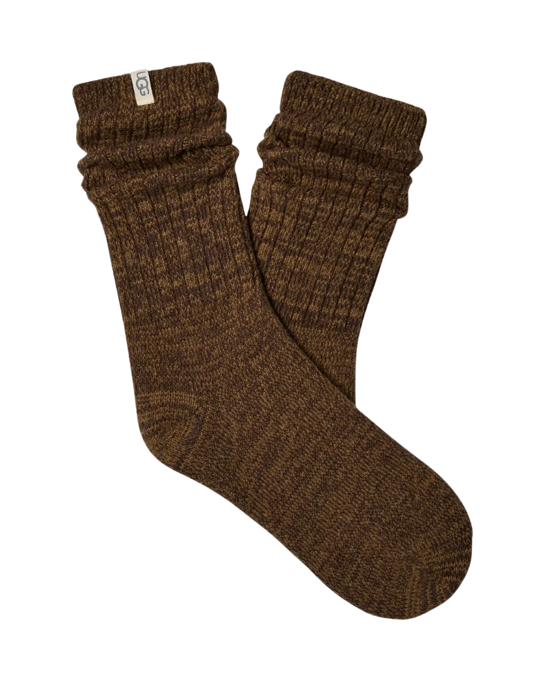 UGG 1119874 Burnt Cedar/ Moonlight/ Coffee Grounds Rib Knit Slouchy Crew Socks 3 Pk Set
