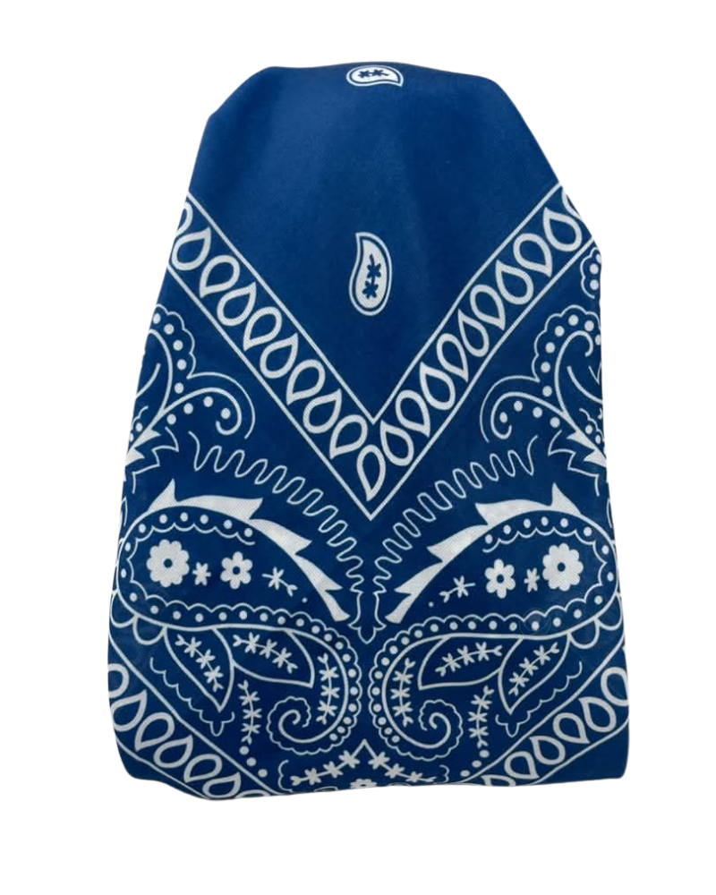 It's Younique Stone Blue Paisley Bandanna Print Pre-Tied Open Back Bandanna with Velvet Grip