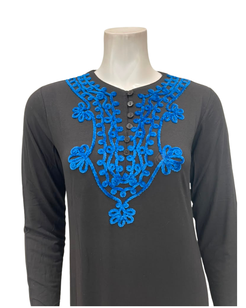 The Star Story Royal Blue Scroll Black Modal Button Down Nightgown