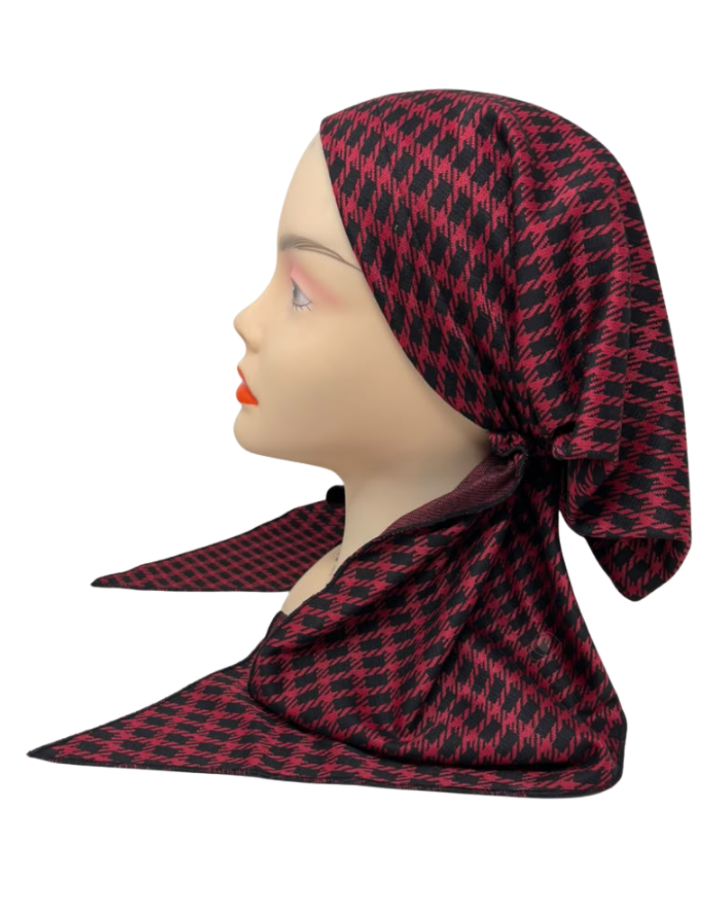 Triple Up BUL208 Black/Red Plaid Unlined Pre-Tied Bandanna